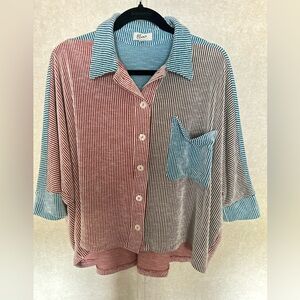 Striped Button-Up Shirt with Pocket